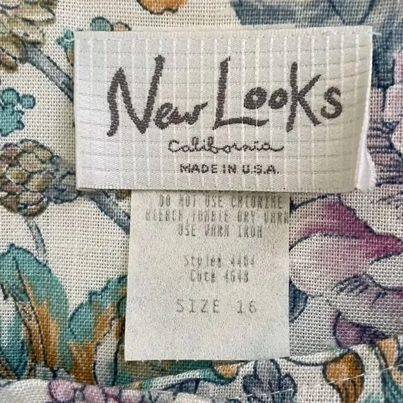 Vintage New Looks Granny floral wide strap belted sundress womens*16 Modest Boho - Picture 12 of 14